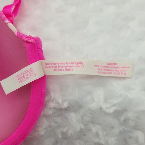 PINK Victoria's Secret 36D Pink and White Marble Swirl T-shirt Lightly Lined Bra - Picture 5 of 7